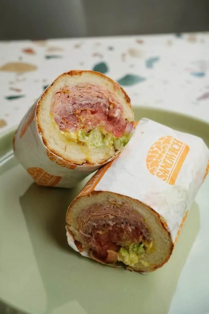 Italian deli sandwich on fresh baked focaccia bread in Saigon